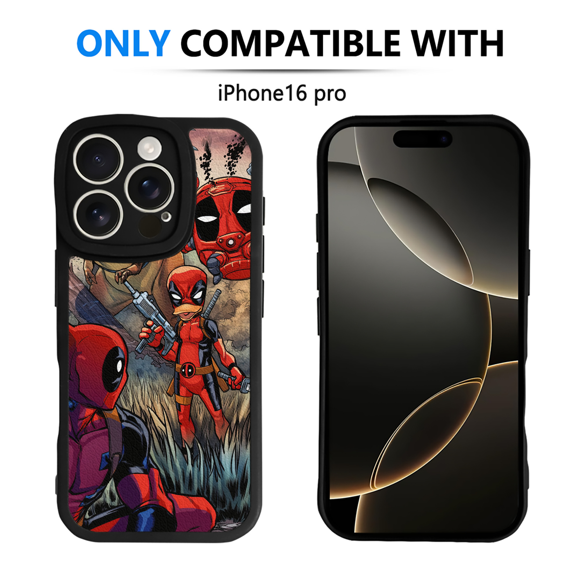 （画像用） Deadpool デッドプール 【iPhone 16シリーズ対応】シリコンスマホケース（レザー調） 材質：シリコン